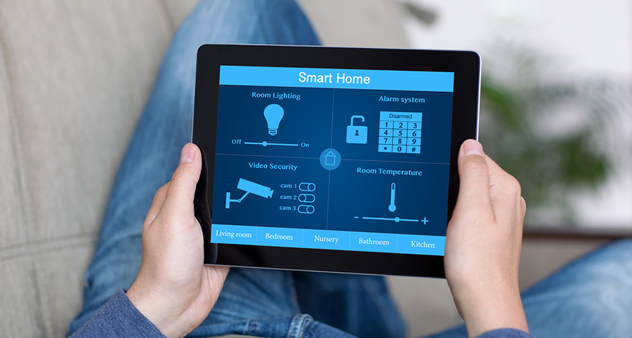 The ability to access and control security components from a mobile device is one of the top smart home trends in Manhattan. Close-up of smart home security app.